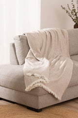 Cuvertură 4 anotimpuri Sofazip Oslo, moale, 85% bumbac reciclat, culoare Beige