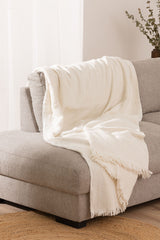 Cuvertură 4 anotimpuri Sofazip Oslo, moale, 85% bumbac reciclat, culoare Ivory