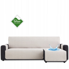 Husă colțar cu sezlong matlasată impermeabilă Sofazip, culoare Ivory