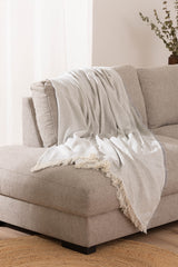 Cuvertură pat Sofazip Kenya 90% bumbac reciclat, culoare Light grey