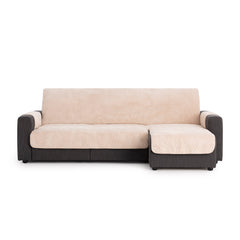 Husă colțar cu șezlong matlasată Sofazip Velvet, antiaderentă, moale, culoare Bej
