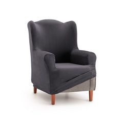 Husă elastică pentru fotoliu Wingchair, Sofazip Bellagio, cu efect de respingere a lichidelor, culoare gri inchis