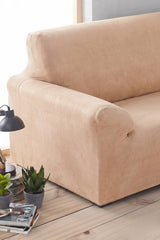 Husă canapea velvet , elastica SofaZip Bellagio, cu efect de respingere a lichidelor, bej