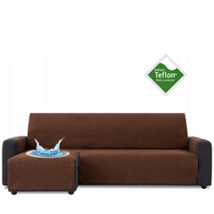 Husă colțar cu sezlong matlasată impermeabilă Sofazip, culoare Maro