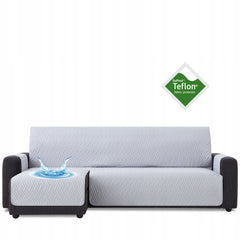 Husă colțar cu sezlong matlasată impermeabilă Sofazip, culoare Gri Deschis