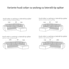 Husă matlasată colțar atipic cu șezlong și laterală tip spătar Sofazip, 2 piese, culoare cappuccino