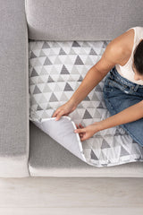 Topper matlasat Sofazip „ZAZU”, antialunecare, gros si moale, print scandinav