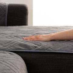 Husă canapea matlasată Sofazip Velvet, antiaderentă, moale, culoare Grey