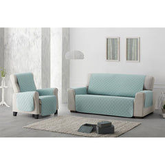 Husă canapea matlasată Sofazip cu două fețe, culoare mentă-bej