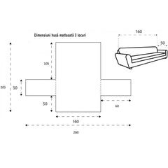 Husă canapea matlasată Sofazip cu două fețe, culoare azur-bej