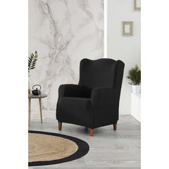 Husă fotoliu wingchair Sofazip, material microfibră, culoare negru