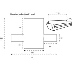 Husă canapea matlasată Sofazip cu două fețe, culoare roșu-bej