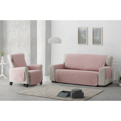 Husă canapea matlasată Sofazip cu două fețe, culoare roz-bej