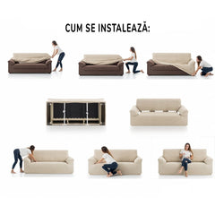 Husă canapea chesterfield Sofazip Patternfit, culoare maro