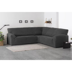 Husă colțar tip L cu laterale Sofazip PatternFit, elastică, culoare gri închis