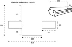 Husă canapea matlasată Sofazip cu două fețe, culoare bleumarin-gri