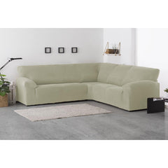 Husă colțar tip L cu laterale Sofazip PatternFit, elastică, culoare ivory