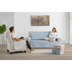 Husă canapea matlasată Sofazip cu două fețe, culoare roz-bej