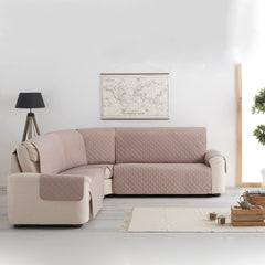 Husă colțar matlasată tip L cu laterale Sofazip, culoare maro