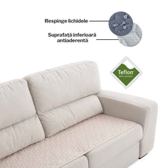 Topper canapea matlasat Sofazip Teflon®, respinge apa, antialunecare, culoare bej