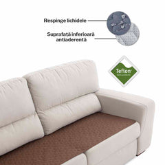 Topper canapea matlasat Sofazip Teflon®, respinge apa, antialunecare, culoare maro