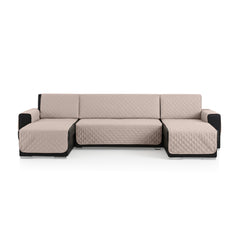 Husă colțar tip U matlasată Sofazip, 3 piese, culoare Cappuccino