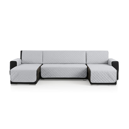 Husă colțar tip U matlasată Sofazip, 3 piese, culoare Gri Deschis