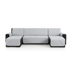 Husă colțar tip U matlasată Sofazip, 3 piese, culoare Gri Deschis