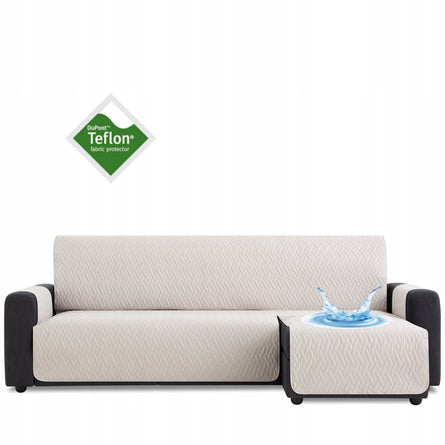 Husă colțar cu sezlong matlasată impermeabilă Sofazip, culoare Ivory