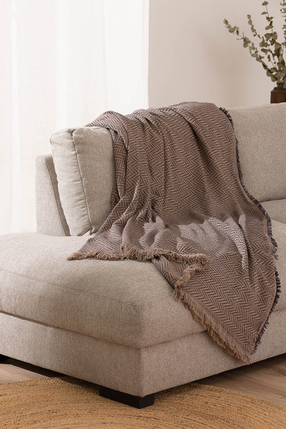 Cuvertură pat Sofazip Kenya 90% bumbac reciclat, culoare Chocolate