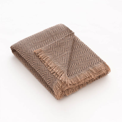 Cuvertură pat Sofazip Kenya 90% bumbac reciclat, culoare Chocolate