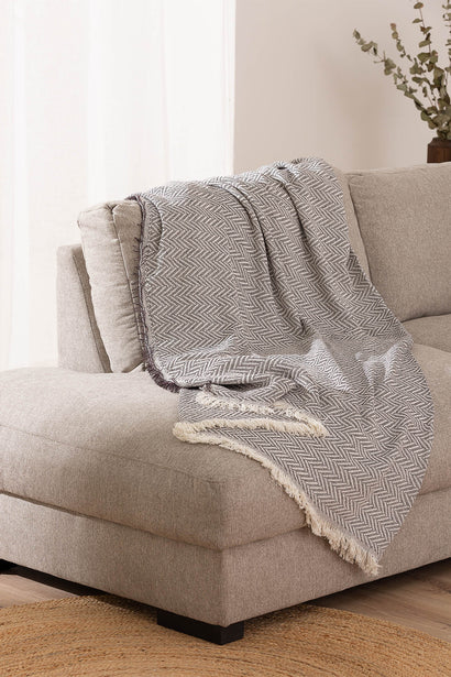 Cuvertură pat Sofazip Kenya 90% bumbac reciclat, culoare Light Brown