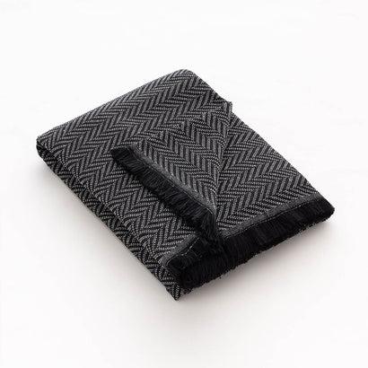 Cuvertură pat Sofazip Kenya 90% bumbac reciclat, culoare Soft Black