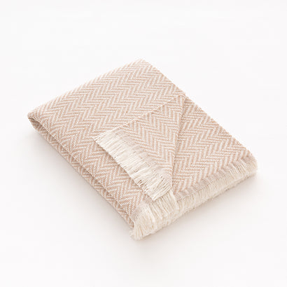 Cuvertură pat Sofazip Kenya 90% bumbac reciclat, culoare Sand