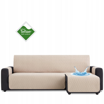 Husă colțar cu sezlong matlasată impermeabilă Sofazip, culoare Bej