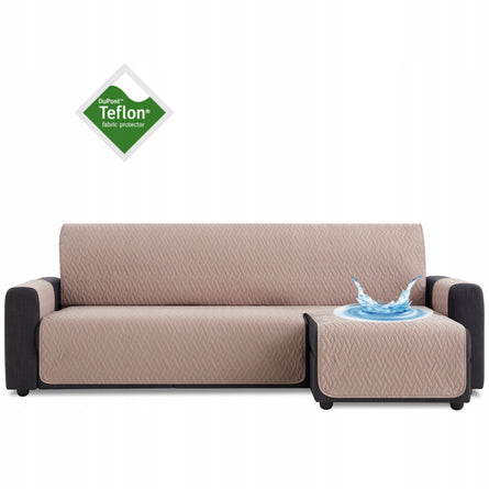 Husă colțar cu sezlong matlasată impermeabilă Sofazip, culoare Cappuccino