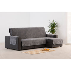 Husa coltar cu sezlong matlasata Sofazip Velvet, antiaderenta, moale, culoare Grey