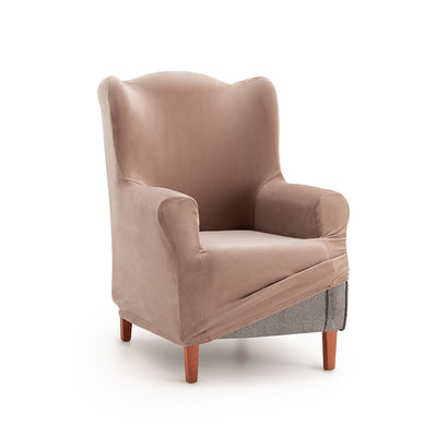 Husă elastică pentru fotoliu Wingchair, Sofazip Bellagio, cu efect de respingere a lichidelor, culoare cappuccino