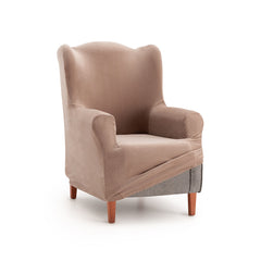 Husă elastică pentru fotoliu Wingchair, Sofazip Bellagio, cu efect de respingere a lichidelor, culoare cappuccino