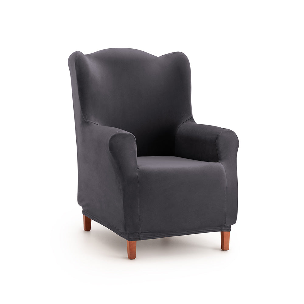 Husă elastică pentru fotoliu Wingchair, Sofazip Bellagio, cu efect de respingere a lichidelor, culoare gri inchis