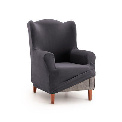 Husă elastică pentru fotoliu Wingchair, Sofazip Bellagio, cu efect de respingere a lichidelor, culoare gri inchis