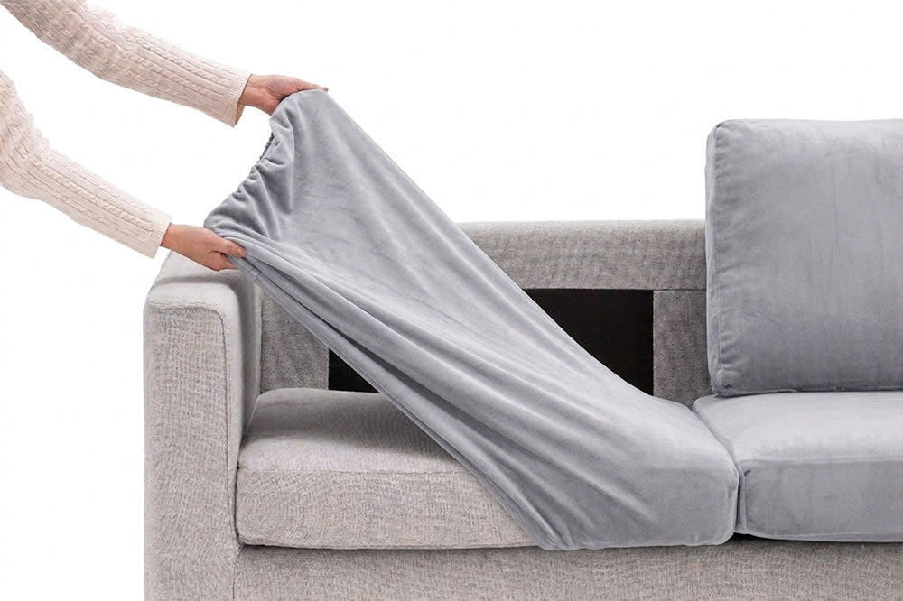 Huse pentru perne de canapea Sofazip Bellagio Cushion, elastice, culoare gri deschis
