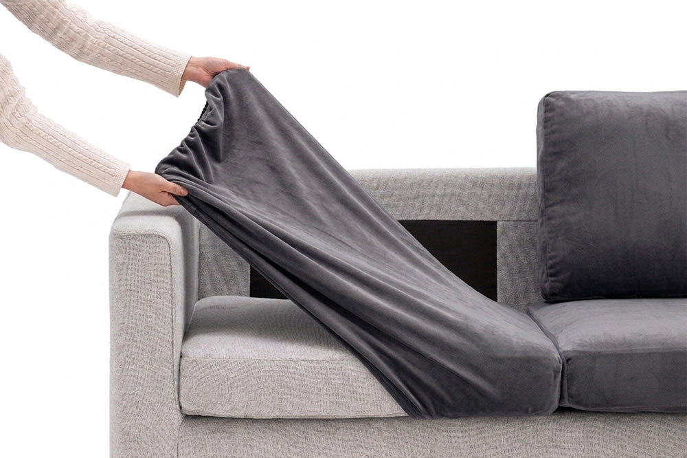 Huse pentru perne de canapea Sofazip Bellagio Cushion, elastice, culoare gri închis