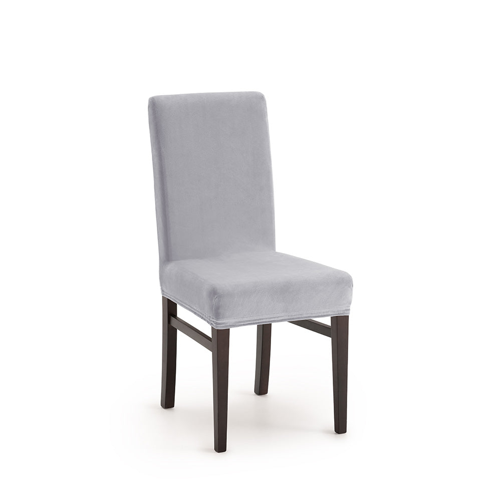 Set 2 huse scaun Sofazip Bellagio, velvet, culoare gri deschis