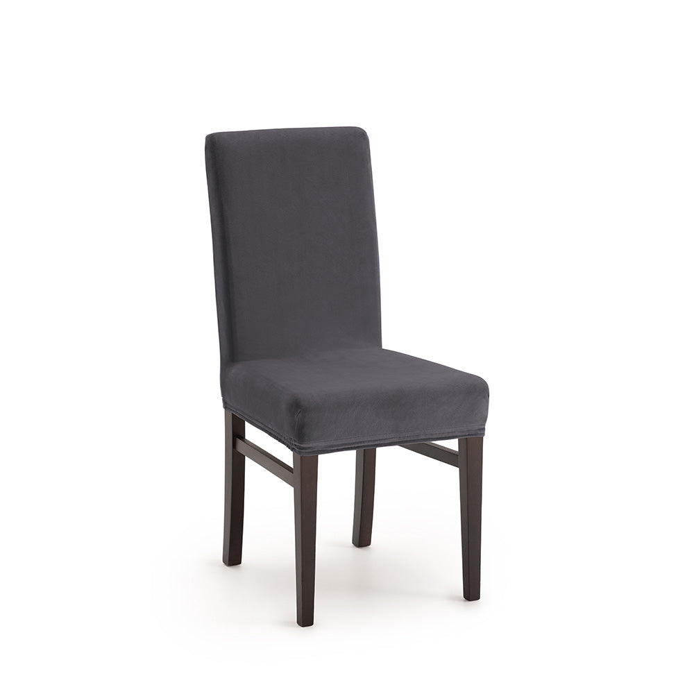 Set 2 huse scaun Sofazip Bellagio, velvet, culoare gri închis