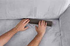 Husă canapea velvet , elastica SofaZip Bellagio, cu efect de respingere a lichidelor, gri deschis
