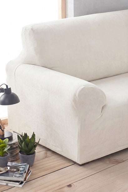 Husă canapea velvet , elastica SofaZip Bellagio, cu efect de respingere a lichidelor, ivory