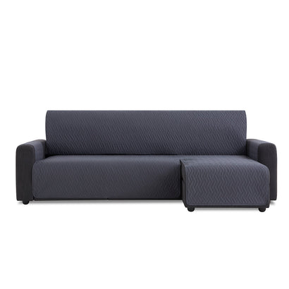 Husă colțar cu sezlong matlasată impermeabilă Sofazip, culoare Gri Inchis