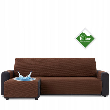 Husă colțar cu sezlong matlasată impermeabilă Sofazip, culoare Maro