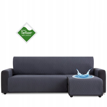 Husă colțar cu sezlong matlasată impermeabilă Sofazip, culoare Gri Inchis